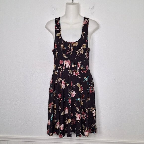 Free People Floral Skater Dress Sz S Mini Birds Whimsigoth Fairy Bohemian VTG - Picture 1 of 16